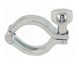 2" Sanitary Solutions SS13MHM-DP-2-304, Heavy Duty Double Pin Clamp, With Open Hole Wing Nut, 304 Stainless Steel