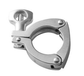 Sanitary Solutions SS13MHM-3P, Heavy Duty Three Segment Clamp, With Open Hole Wing Nut, T304 Stainless Steel