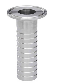 1" Sanitary Solutions SS14MPHR-1-304, Clamp Rubber Hose Barb Adapter, 304 Stainless Steel