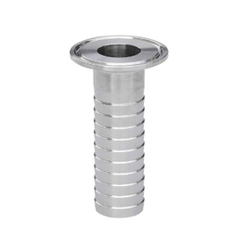 2" Sanitary Solutions SS14MPHRL-2-304, Long Clamp Rubber Hose Barb Adapter, 304 Stainless Steel