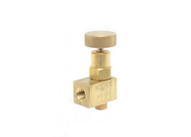 NOSHOK 101-MFAB - 1/8" NPT, Male-Female Angle, Brass, Hard Seat, Mini Needle Valve