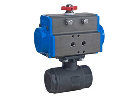 1/4" Bonomi 8P3000 - Direct Mount, 2 Way Carbon Steel Ball Valve with Double Acting Actuator