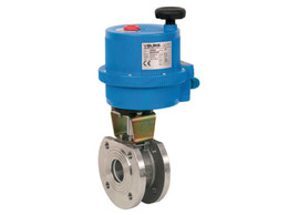 2-1/2" Bonomi 8E076 - Stainless Steel, Full Port, Wafer Ball Valve with Electric Actuator