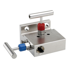 NOSHOK 2000/2100 Series Static Pressure Block & Bleed 2 Manifold Valves With Hard & Soft Seat, 2000-FFC, Hard Seat, 1/2" NPT Female x 1/2" NPT Female, Steel, 0.187" Orifice, 2 Manifold Valve