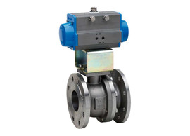 3/4 " Bonomi 8P0177 - Stainless Steel, Full Port, Flanged, Ball Valve with Double Acting Pneumatic Actuator