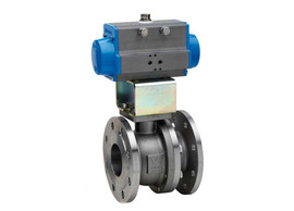 1-1/2" Bonomi 8P0178 - Stainless Steel, Full Port, Flanged, Ball Valve with Spring Return Pneumatic Actuator