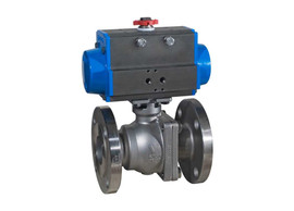 1" Bonomi 8P766000 - Stainless Steel, Full Port, Flanged, Ball Valve w/ Double Acting Actuator