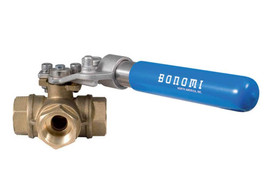 1" Bonomi 355NSRL(T) - Ball Valve, 3-Way, T-Port, Brass, FNPT Threaded, One Piece