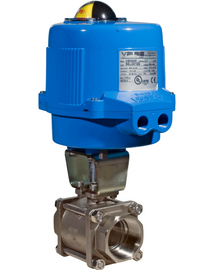 Bonomi M8E710190V**-0* 30/ 60/ 90° V-Port Ball Valve, 2-Way, Stainless Steel , Full Port, NPT Threaded, with Metal Electric Actuator with Positioner OR Positioner with Battery Backup - For Steam Bonomi M8E710190V**-0* 30/ 60/ 90° V-Port Ball Valve, 2-Way, Stainless Steel , Full Port, NPT Threaded, with Metal Electric Actuator with Positioner OR Positioner with Battery Backup - For Steam
