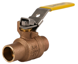 2" Jomar Valve S-200CSS-LH, 2 Piece, Full Port, Soldered Ends, Bronze, Stainless Steel Ball & Stem, Latch Lock Handle, 600 WOG Ball Valve