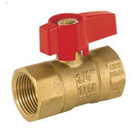 1"  Jomar Valve T-2005C Red Handle, 2 Piece, Gas Ball Valve, Teardrop Handle, NPT Threaded, 175 WOG