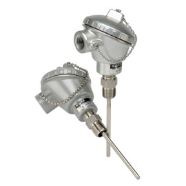 NOSHOK 915 Series Spring-Loaded RTD With Transmitter, 915--330/1100-2-C21U-8-23S1-090-2, -330ºF to 1100ºF, Single 3-Wire, 4-20 mA, 1/2" NPT Male, SS Cast Connection Head, 1/2" NPT Conduit, 9" Stem, 1/4" Stem Diameter