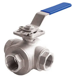 1-1/4" Jomar Valve A850L, 3-Way, L-Port, Full Port, Stainless Steel, Flanged, ISO Mounting Pad, 1000 WOG Ball Valve