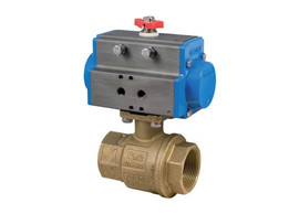1/4" Bonomi 8P0135 - Ball Valve, 2-way, Brass, FNPT Threaded, Full Port, with Double Acting Pneumatic Actuator