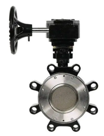 2-1/2" Jomar Valve HPBFV-600-CS-300-GO, Lug Style, Epoxy Coated Carbon Steel Body, Dual Offset Stainless Steel Disc, RPTFE Seat & Gear Operator, Class 300 High Performance Butterfly Valve