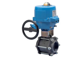 3/4" Bonomi M8E083-00 - Ball Valve, 3 Piece, 2 way, Carbon Steel, Socket Weld, Full Port, with Metal Electric Actuator