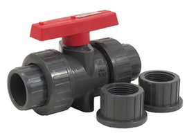 1-1/4"  Jomar Valve T/S-703, 5-Piece, Tru-Union, PVC, Schedule 80, Threaded & Solvent Connections, 150 WOG Ball Valve