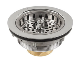 Jomar Valve Brushed Stainless BS-325B, Designer Series: Twist-N-Loc Basket Strainer, Brass Locknut, Stainless Steel Body & Basket