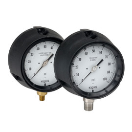 4-1/2" NOSHOK 600/700 Series Process Dry & Liquid Filled Pressure Gauges, 45-740-3000-psi-1/4, 316 Stainless Steel Internals, 3,000 psi, 1/4" NPT Male Bottom Connection