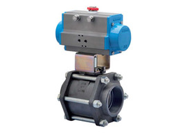 Bonomi 8P0193 Series - Ball Valve, 3 Piece, 2 way, Carbon Steel, Butt Weld, Full Port, with Double Acting Pneumatic Actuator