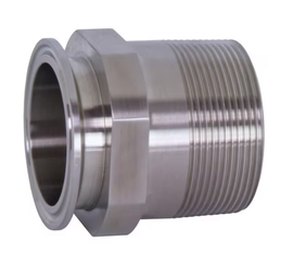 2" x 1/2" Sanitary Solutions SS21MP-2x0.50-304, 304 Stainless Steel Clamp x Male NPT Adapters