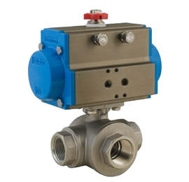 1/2" Bonomi 8P0146 - 3 Way, Stainlesss Steel, L-Port, Ball Valve with SR Actuator