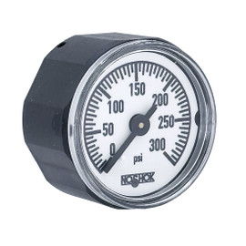 NOSHOK 100 Series Acrylonitrile Butadiene Styrene (ABS) & Steel Case Dry Pressure Gauges, 10-110-300-psi, 1" ABS Case & Socket, Copper Alloy Bourdon Tube, 300 psi, 1/8 NPT Back Connector