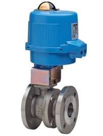 6" Bonomi M8E760021V**-0**-6 30-60/60°/90° V-Port Ball Valve, 2-Way, Stainless Steel, ANSI 150 Flanged, For Steam, Split  Body Style, with Valbia Metal Electric Actuator with Positioner or Positioner with Battery Backup