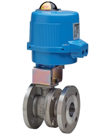 1/2" Bonomi M8E760195V**-0**-1/2 30-60/60°/90° V-Port Ball Valve, 2-Way, Stainless Steel, ANSI 300 Flanged, For Steam, Split  Body Style, with Valbia Metal Electric Actuator with Positioner or Positioner with Battery Backup