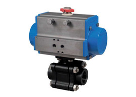 1" Bonomi 8P0633 - Ball Valve, Fire Safe, 3 Piece, 2 way, Carbon Steel, Socket Weld, Full Port, with Spring Return Pneumatic Actuator