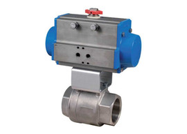 1" Bonomi 8P0026 - Ball Valve, 2 Piece, 2 way, Stainless Steel, FNPT Threaded, Full Port, with Double Acting Pneumatic Actuator