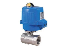 3/8" Bonomi M8E3100-00 - Ball Valve, 2 Piece, 2 way, Stainless Steel, FNPT Threaded, Full Port, with Metal Electric Actuator