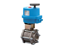 3/8" Bonomi 8E080-00 - Ball Valve, 3 Piece, 2 way, Stainless Steel, Socket Weld, Full Port, with Electric Actuator