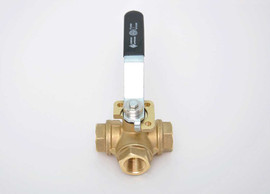 1/4" Bonomi 355N - 3 Way, Brass, T-Port, FNPT, Ball Valve, Direct Mount