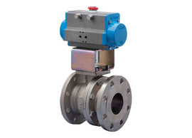 1 1/2" Bonomi 8P760137 - Ball Valve, Fire Safe, 2 Piece, 2 way, Carbon Steel, Flanged, Full Port, with Double Acting Pneumatic Actuator