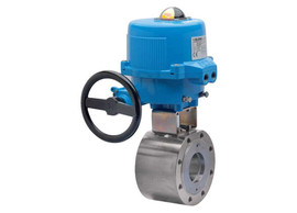 1 1/4" Bonomi M8E720288-00 - Ball Valve, Wafer Style, 2 way, Stainless Steel, Flanged, Full Port, with Metal Electric Actuator