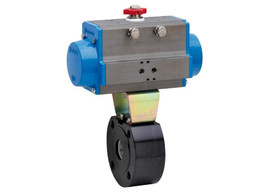 1 1/4" Bonomi 8P720744 - Ball Valve, Fire Safe, Wafer Style, 2 way, Carbon Steel, Flanged, Full Port, with Double Acting Pneumatic Actuator