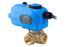 Bonomi 8E866-00 Series - Ball Valve, 3-way, L-Port, Brass, FNPT Threaded, Standard Port, with Electric Actuator