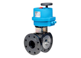 1 1/4" Bonomi 8E086-00 - 3 Way, Stainless Steel, L Port, Ball Valve with Valbia Electric Actuator