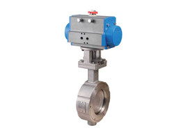 8" Bonomi SR9300 - Butterfly Valve, High Performance, Wafer Style, Stainless Steel, with Spring Return Pneumatic Actuator