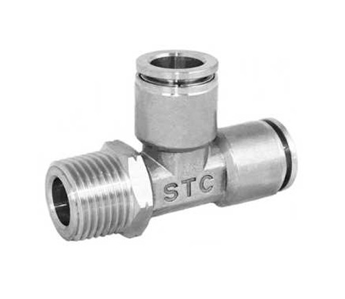 STC RTS 4mm R1/4 W Run Tee (Swivel)- Stainless Steel (Gripper Style) Fittings, R1/4
