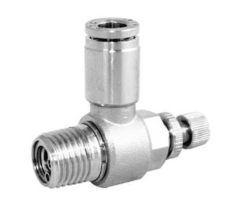 STC CVS 1/4" N1/8 W Flow Control Valve (Meter-Out Tube)- Stainless Steel (Gripper Style) Fittings