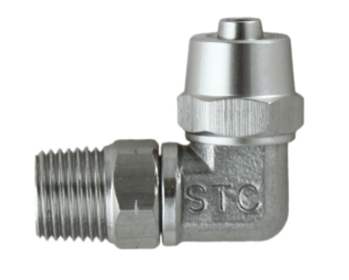 STC MEA 1/4 N1/8 Male Elbow Swivel Connector- Barb Compression Fittings, 1/8" NPT