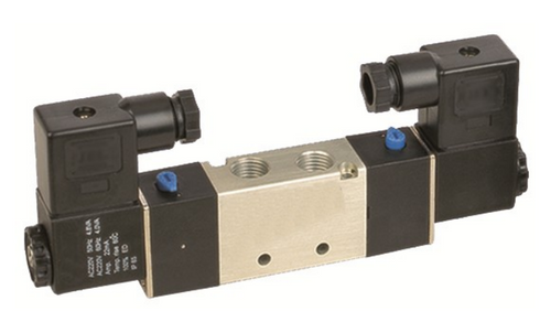 STC 4V120-1/8 Solenoid Valve- Air Return (double solenoid), 4-Way, 5-Port, 2-Position