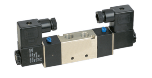 STC 4V230E-1/4 Solenoid Valve- Air Return (double solenoid), Exhausted Center, 4-Way, 5-Port, 3-Position