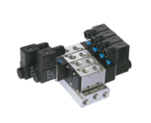 STC 4V-300M-8 Mounted Manifold- Aluminum Base, 1/8" Port, 8-Stations