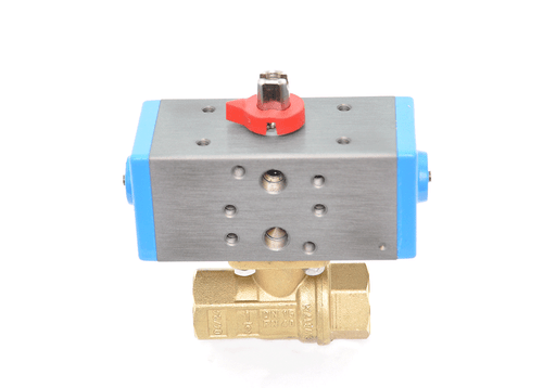 1" Bonomi 8P0080LF - 2-Way, Lead Free, Brass, Full Port, NPT, Ball Valve with Double Acting Pneumatic Actuator