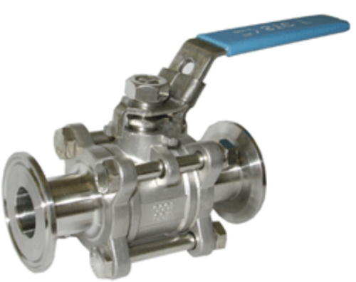 STC V3C-4" FNPT Sanitary Stainless Steel Ball Valve- Full Port, Clamp End, Padlocking Device and Actuator Mounting Bracket