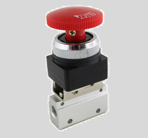 STC MOV-03EB Manual Air Valve- 1/8" NPT, 3 Way, 3 Port, 2 Position Valves - Emergency Stop Detented