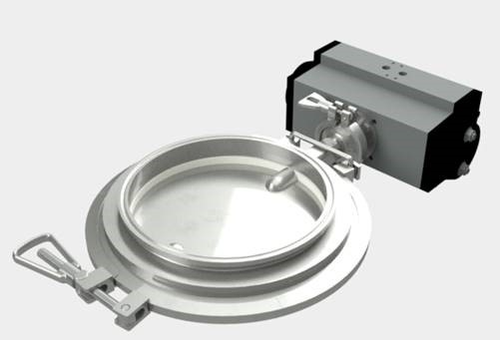 CORA CV Series 10" Ultra Sanitary Butterfly Valve, 2 Piece, Tri-Clamp type, Pneumatic Actuator, 316L Stainless Steel Body- FDA food grade white translucent silicone seal